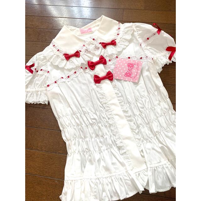 Angelic Pretty(アンジェリックプリティー)のangelic pretty リボン　ブラウス　baby the milk レディースのトップス(シャツ/ブラウス(半袖/袖なし))の商品写真