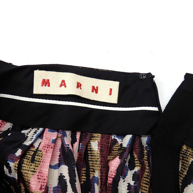 マルニ MARNI 17SS 総柄 シルク プリーツスカート 38 マルチカラー