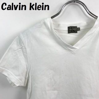 カルバンクライン(Calvin Klein)の【人気】カルバン クライン Vネック 半袖Tシャツ ホワイト M レディース(Tシャツ(半袖/袖なし))