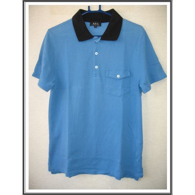 A.P.C(アーペーセー)の121 A.P.C鹿の子半袖ポロシャツ カラー：ブルー　サイズＭ メンズのトップス(ポロシャツ)の商品写真