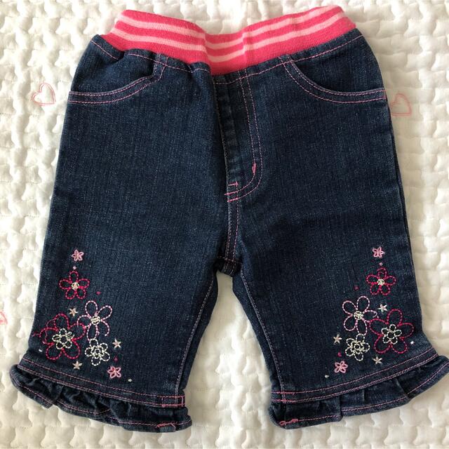 motherways(マザウェイズ)のマザウェイズ♡花刺繍デニム　サイズ80 パンツ　ボトムス　女の子 キッズ/ベビー/マタニティのベビー服(~85cm)(パンツ)の商品写真