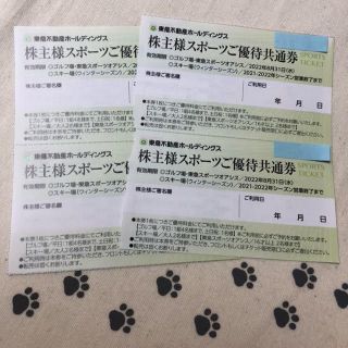 4枚　東急不動産　枚数変更可能　スポーツご優待共通券　株主優待券(スキー場)
