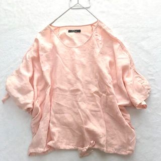 アーバンリサーチロッソ(URBAN RESEARCH ROSSO)の【ロイアル様専用】ロッソ F リネン リボンスリーブプルオーバー アプリコット(Tシャツ(長袖/七分))