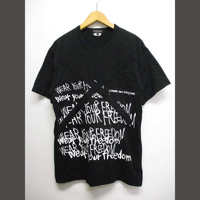 COMME des GARCONS HOMME PLUS(コムデギャルソンオムプリュス)のコムデギャルソンオムプリュス 半袖 プリント Tシャツ M 黒 ブラック メンズのトップス(Tシャツ/カットソー(半袖/袖なし))の商品写真