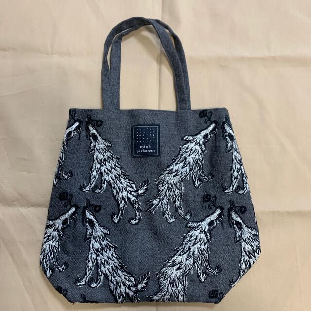 ミナペルホネン ランチトートバッグ wolf&flower グレー - トートバッグ