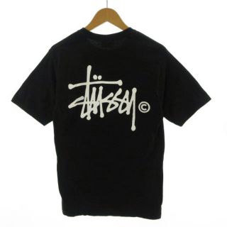 ステューシー(STUSSY)のSTUSSY Tシャツ 丸首 半袖 ロゴバックプリント ブラック 黒 白 S(Tシャツ/カットソー(半袖/袖なし))