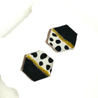 ダルメシアン　ブラック　モノクロ　ピアス(ピアス)