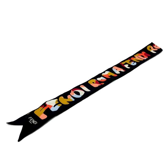 FENDI(フェンディ)のフェンディ マルチカラー ラッピー　ロゴ ツイリー スカーフ ブラック レディースのファッション小物(バンダナ/スカーフ)の商品写真