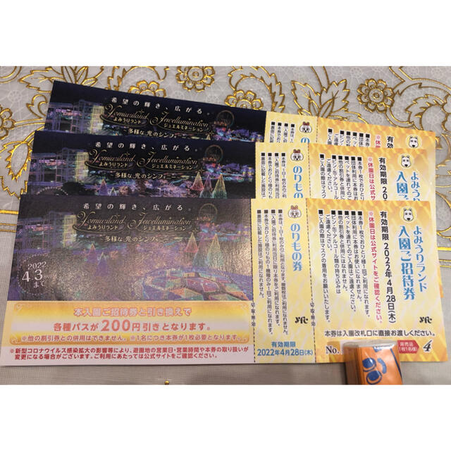 よみうりランド入園券3枚セット　乗り物券付き チケットの施設利用券(遊園地/テーマパーク)の商品写真