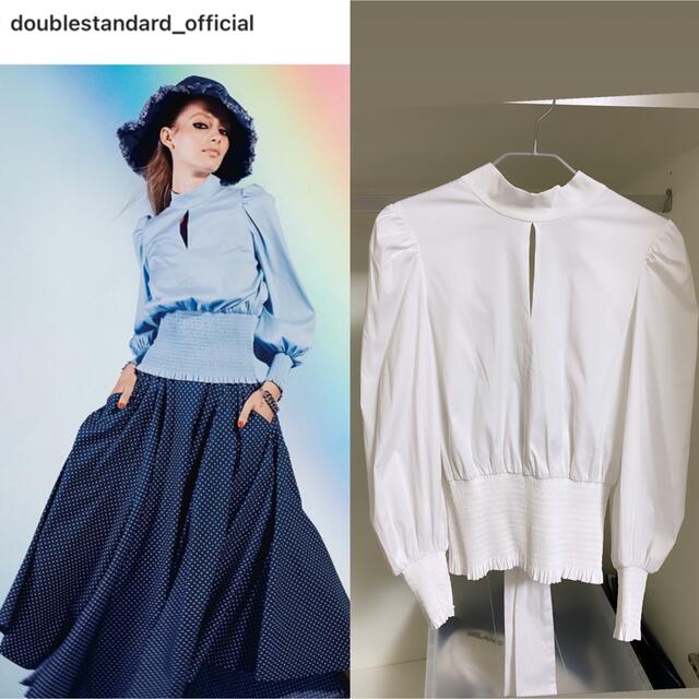 DOUBLE STANDARD CLOTHING(ダブルスタンダードクロージング)の【ミニーちゃん様専用】ダブスタ　オープンバックリボンブラウス レディースのトップス(シャツ/ブラウス(長袖/七分))の商品写真