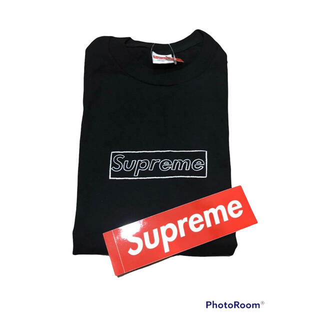 Supreme Kaws Chalk Logo Tee Black 21AW黒✨61cm肩幅