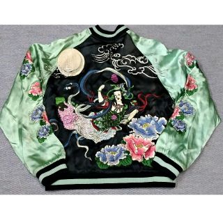 百花繚乱 リバーシブルスカジャン 天女柄 100%レーヨン素材sizeS(スカジャン)