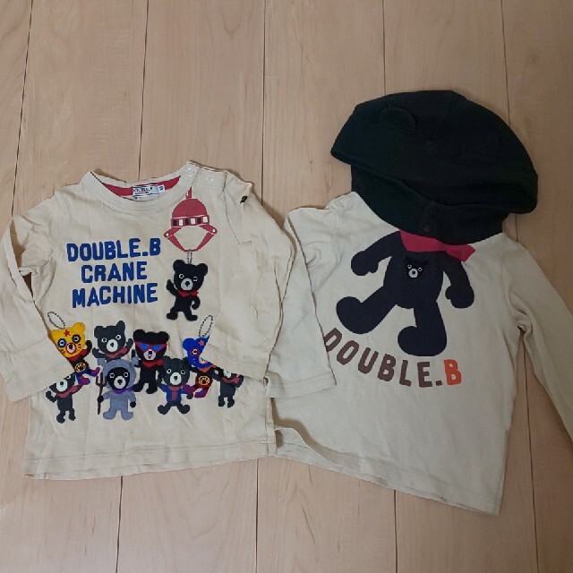 ミキハウス ダブルビー ロンT ２枚セット 90 キッズ/ベビー/マタニティのキッズ服男の子用(90cm~)(Tシャツ/カットソー)の商品写真