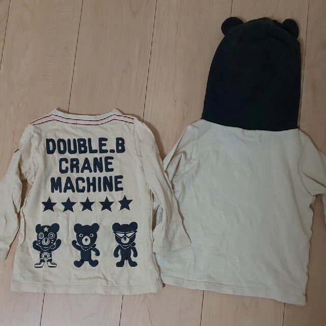 ミキハウス ダブルビー ロンT ２枚セット 90 キッズ/ベビー/マタニティのキッズ服男の子用(90cm~)(Tシャツ/カットソー)の商品写真