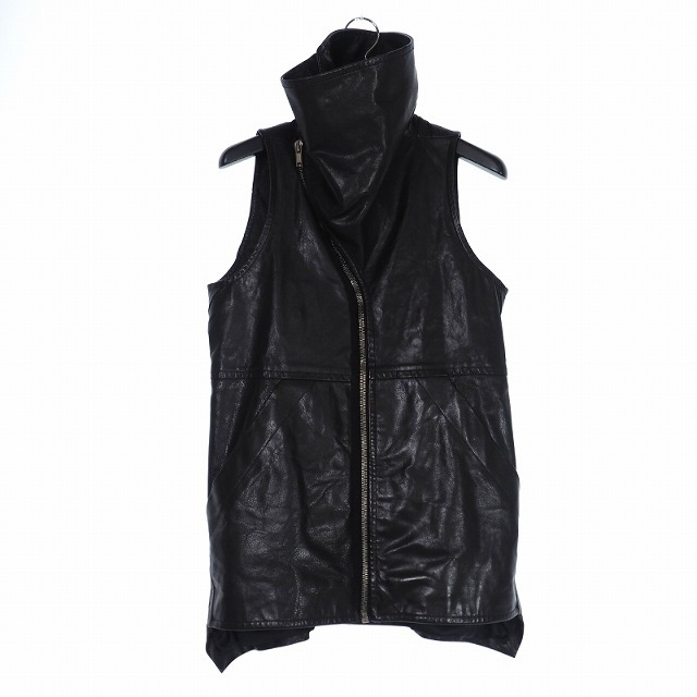 リックオウエンス Rick Owens ノースリーブ ハイネック レザー ライダ