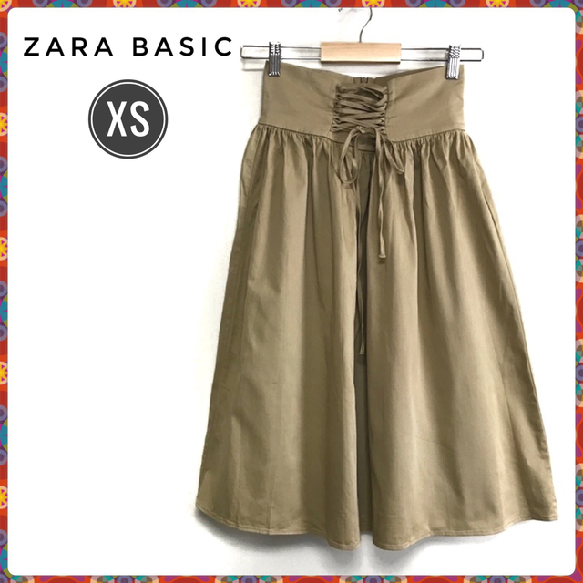ZARA(ザラ)の美品　ZARA BASICザラベーシック　フレアスカート　ウエストリボン　XS レディースのスカート(ひざ丈スカート)の商品写真