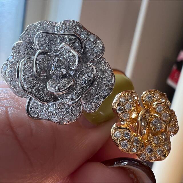 k18 1.03ct ダイヤモンド リング 薔薇モチーフ 豪華 バラ フラワーの