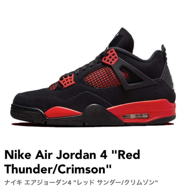 メンズNike Air Jordan 4 Red Thunder/Crimson 27