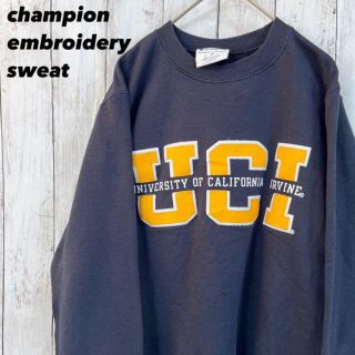 チャンピオン(Champion)のユニセックス古着championチャンピオンカレッジ刺繍ロゴスウェットネイビー(スウェット)