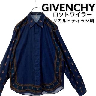 ジバンシィ(GIVENCHY)の【廃盤】ジバンシー ロットワイラー 総柄 シャツ メンズ 15 38 ネイビー(シャツ)