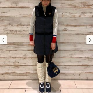 BEAMS - 〈BEAMS GOLF ORANGE LABEL〉ボア中綿ワンピース ネイビーの