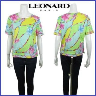 優先配送 LEONARD - LEONARD レオナール Tシャツ カットソー 花柄 半袖 大きいサイズ L カットソー(半袖+袖なし) レオナール Tシャツ(レディース/半袖)の通販 100点以上 | LEONARDの
