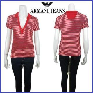 アルマーニジーンズ(ARMANI JEANS)の国内正規品 アルマーニジーンズ ロゴ ボーダー ポロシャツ カットソー(シャツ/ブラウス(半袖/袖なし))