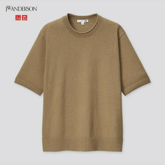 UNIQLO(ユニクロ)のユニクロ JW アンダーソン リネンブレンド クルーネックセーター M ベージュ メンズのトップス(Tシャツ/カットソー(半袖/袖なし))の商品写真