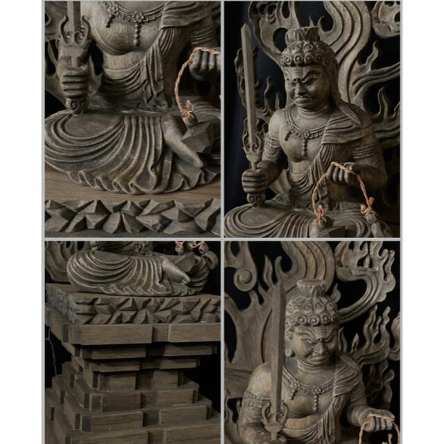 井波彫刻 大型高41cm 総楠材　仏教工芸品　古美術　時代彫刻  不動明王座像