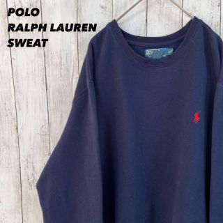 ポロラルフローレン(POLO RALPH LAUREN)のポロラルフローレンオーバーサイズポロ刺繍ロゴスウェット　ユニセックスネイビーL.(スウェット)