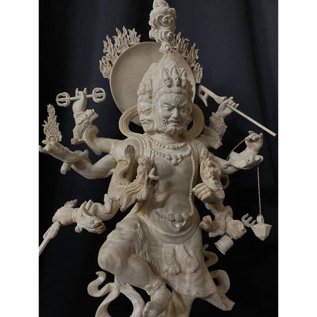 井波彫刻 大型高41cm 総楠材　仏教工芸品　古美術　時代彫刻  不動明王座像