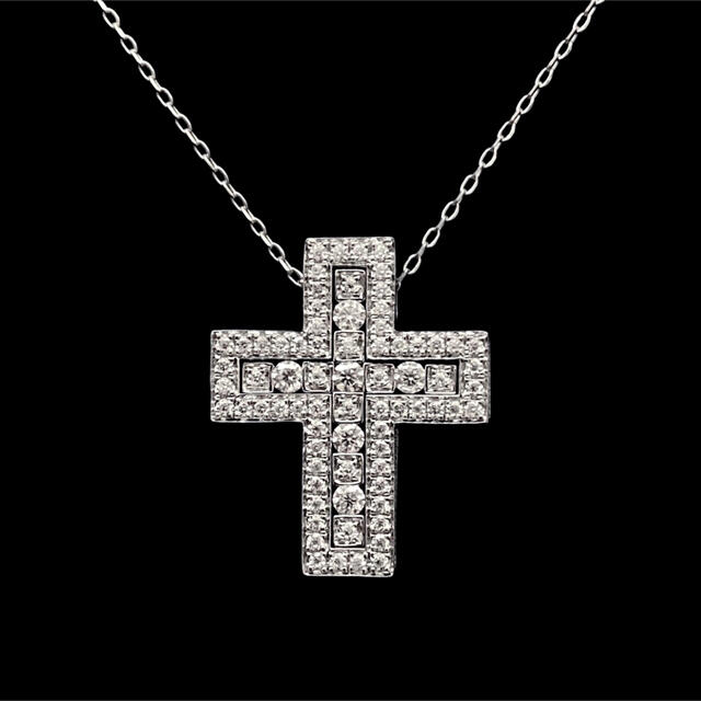 ネックレス モアサナイト 0.716ct ダブルクロスネックレス プラチナ ...