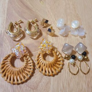 ハンドメイド　イヤリング　ノンホールピアス(イヤリング)