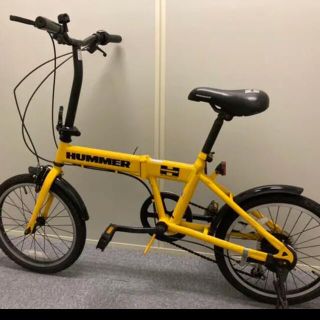 ハマー(HUMMER)のHummer 折りたたみ自転車　イエロー　カゴ付き(自転車本体)