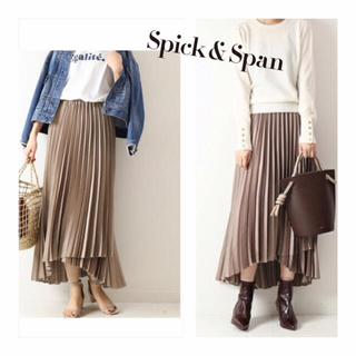 スピックアンドスパン(Spick & Span)のSpick&span サテンラッププリーツスカート36  グレーB(ロングスカート)