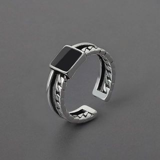 Black stone double ring　シルバーリング(リング(指輪))