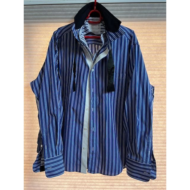 美品 sacai サカイレイヤード ストライプシャツ poplin shirtシャツ