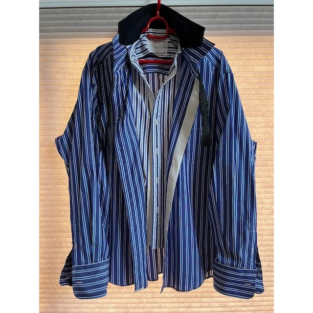 美品 sacai サカイレイヤード ストライプシャツ poplin shirt