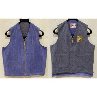 エビス(EVISU)の＊YAMANE ヤマネ EVISU 刺繍 リバーシブル ジップ ベスト 38(ベスト)