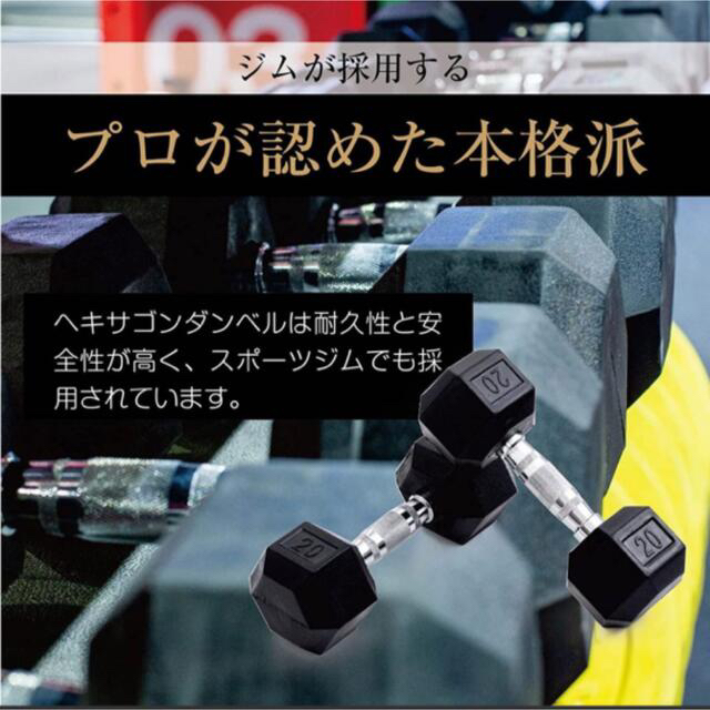 ダンベル 20kg 2個セット スタイリッシュ 六角 筋トレ ジム ウェイト