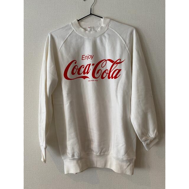 コカ・コーラ(コカコーラ)の古着コカコーラビンテージスエット白 レディースのトップス(トレーナー/スウェット)の商品写真