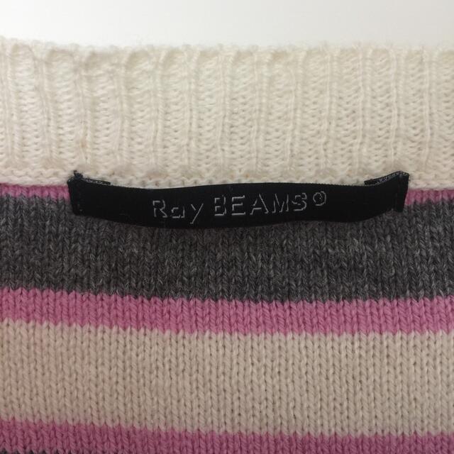 Ray BEAMS(レイビームス)のRayBEAMSボーダーカーディガングレー灰色ピンク色白ホワイト白色ニット レディースのトップス(カーディガン)の商品写真