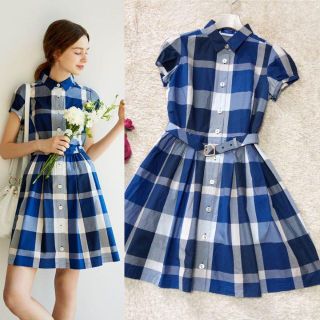 ブルーレーベルクレストブリッジ(BLUE LABEL CRESTBRIDGE)のブルーレーベルクレストブリッジ♡クレストブリッジチェック シャツワンピース 青(ひざ丈ワンピース)