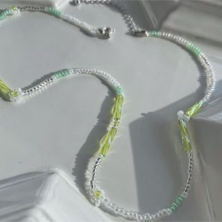 light green beads necklaces(ネックレス)