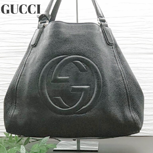 直売卸売り 【可愛い】GUCCI グッチ ソーホー トートバッグ ブラック 黒 ゴールド金具