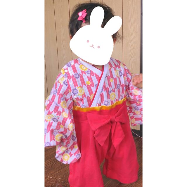 袴ロンパース　90 キッズ/ベビー/マタニティのキッズ服女の子用(90cm~)(和服/着物)の商品写真