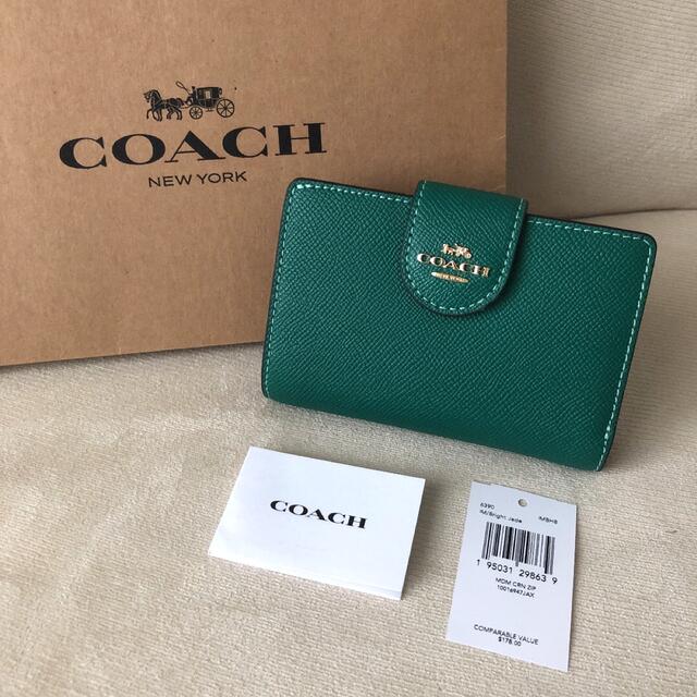 新品 COACH コーチ 二つ折り財布 IMBH8 ブライト ジェイド