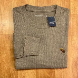 アバクロンビーアンドフィッチ(Abercrombie&Fitch)の新品【メンズL】★アバクロ★厚手タイプ！ワッフル長袖Tシャツ/茶サーマル(Tシャツ/カットソー(七分/長袖))