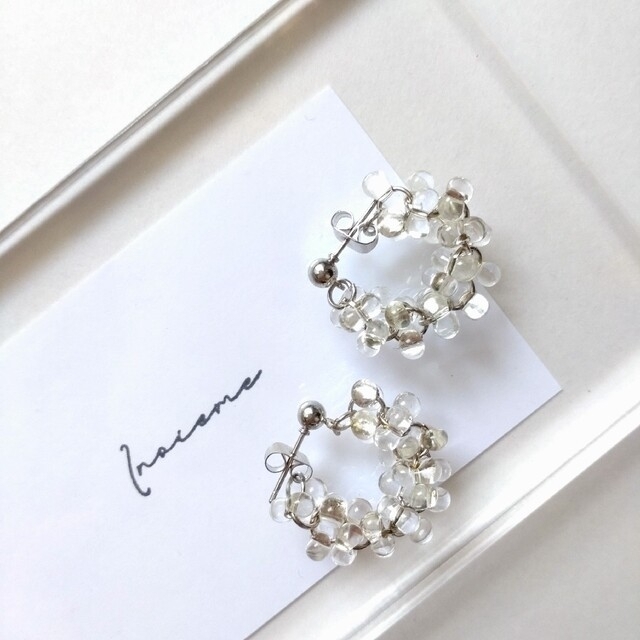 No.873】ハンドメイド ピアス イヤリング フープ クリア ミックスの