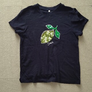 ジーユー(GU)のGU ガールズ　ティシャツ　ネイビー　150(Tシャツ/カットソー)